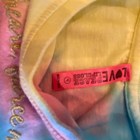 Love Peace Lip Gloss Tie Dye Butterfly Short Sleeve Rainbow Tee Toddler Size 4 - Picture 7 of 14